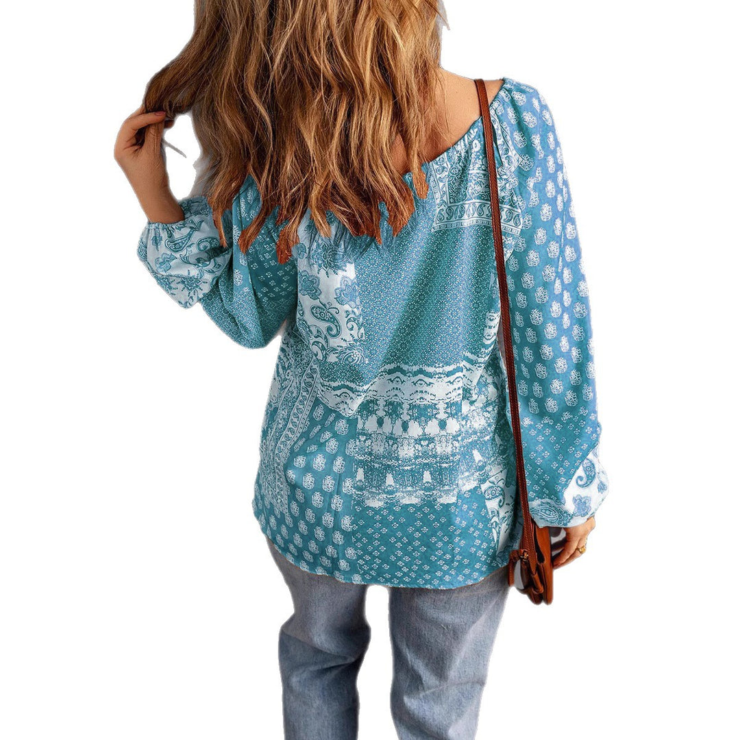 Damen lässiger Kapuzenpullover mit trendigem Paisleymuster EB