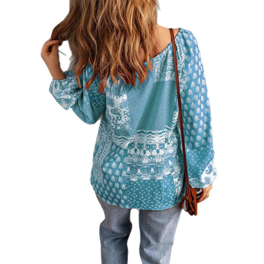 Damen lässiger Kapuzenpullover mit trendigem Paisleymuster EB