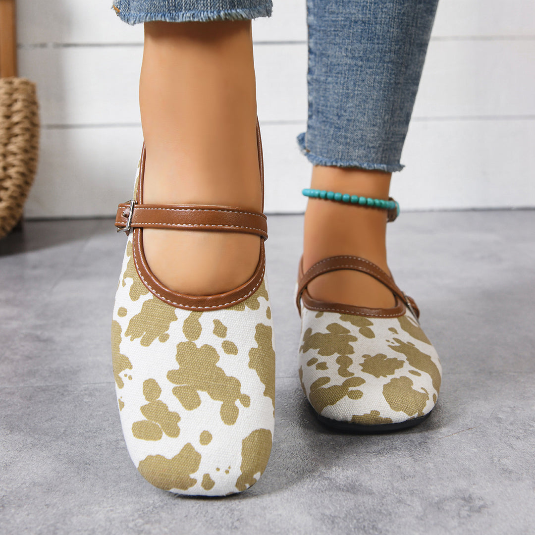 Damen  flache Mary-Jane Ballerinas mit verstellbarem Riemchen und gepolsterter Komfortinnensohle EB