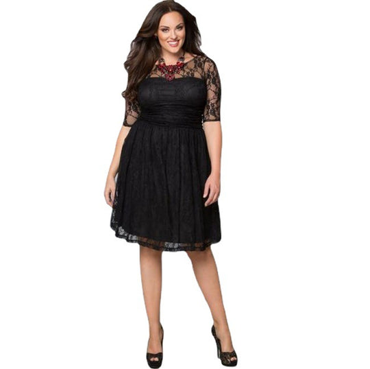 Damen Traumhaftes Spitzenkleid mit elegantem Rock und raffinierten Details EB