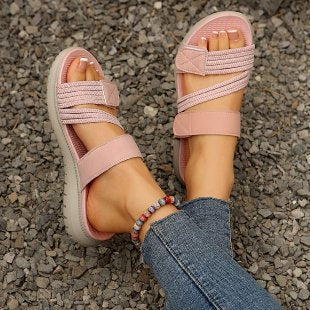 Damen Komfortable Riemchensandalen mit ergonomischem Fußbett und rutschfester Sohle EB