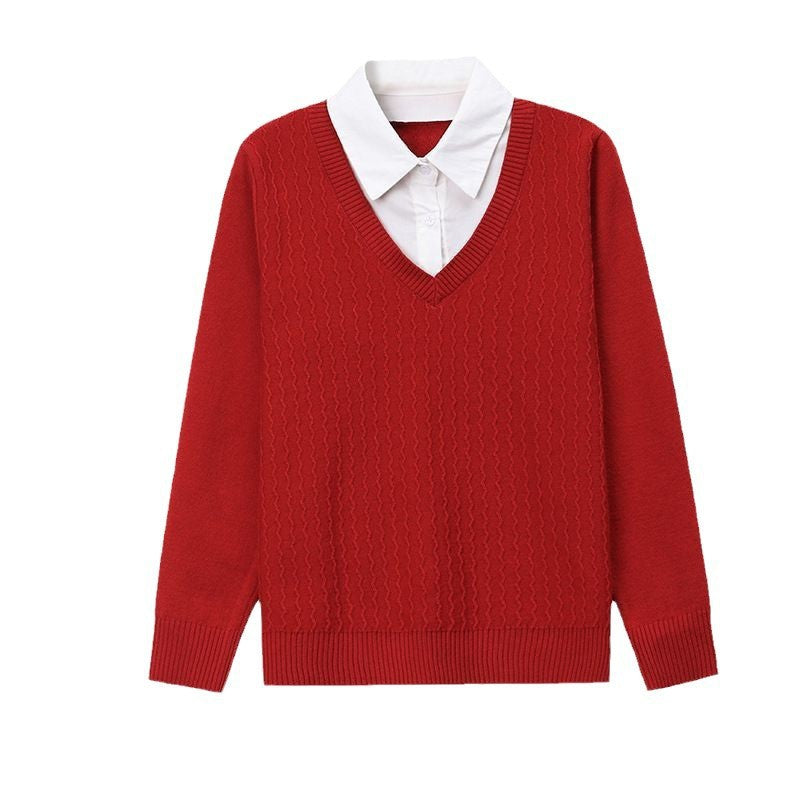 Damen Strickpullover mit V-Ausschnitt und strukturiertem Design EB