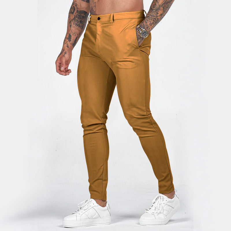 Herren elegante Slim-Fit Chinohose mit elastischem Bund und praktischen Taschen EB