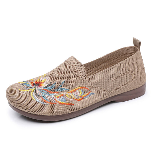 Damen Slip-On Schuhe mit floralem Stickdesign und rutschfester Sohle EB