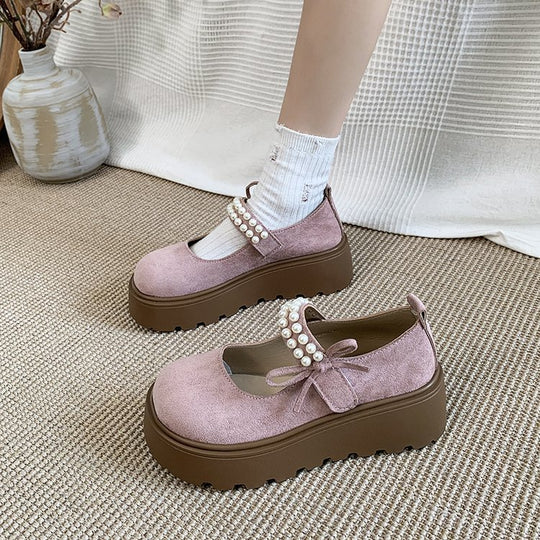 Damen Bequeme und elegante Ballerinas mit Perlenriemen EB