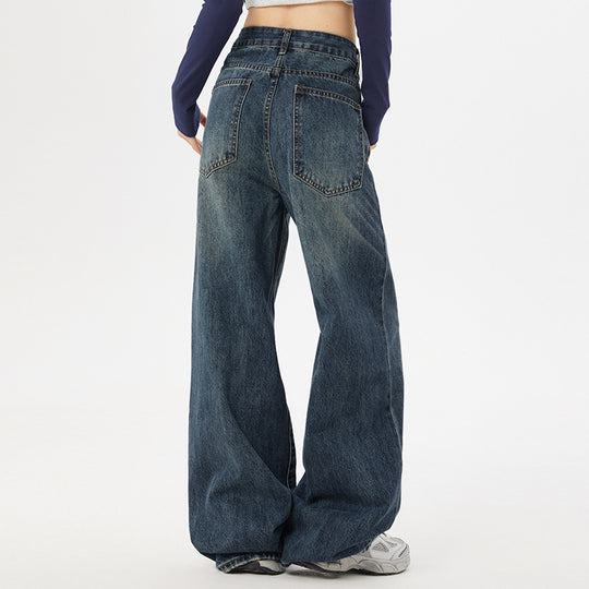 Damen Weite Jeans mit hohem Bund und moderner Waschung EB