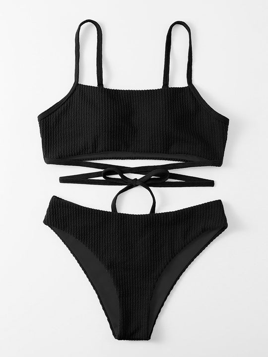 Damen Bikini-Set mit verstellbaren Trägern und modischem Wickeldetail EB