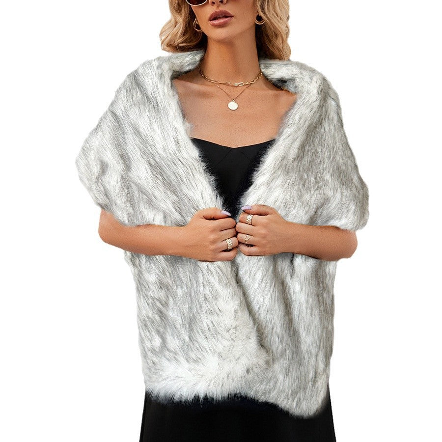 Damen Elegante Kunstfell-Schal mit modischem Schnitt EB