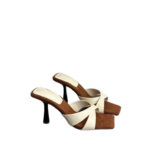 Damen Elegante Slingback Mules mit dekorativem Kreuzriemen und Absatz EB