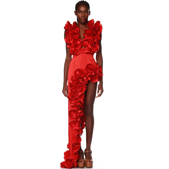 Damen Eleganter Badeanzug mit Rüschen und weitem Hosen-Design EB