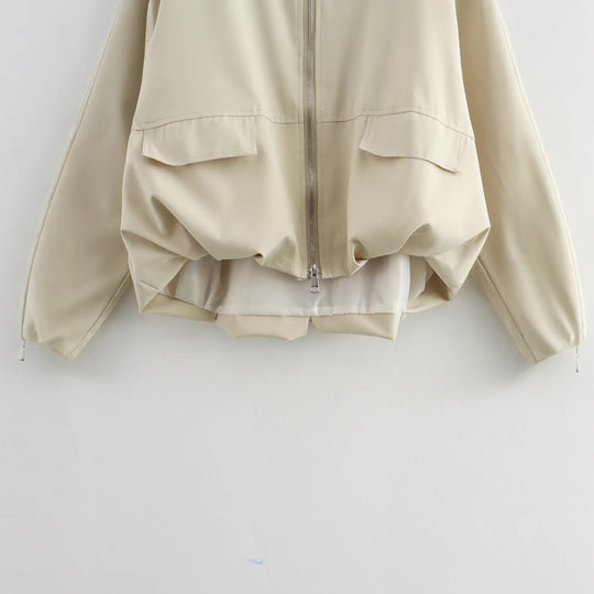 Damen lässige Jacke mit praktischen Taschen und Reißverschluss EB