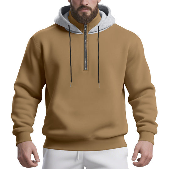Herren sportlicher Kapuzenpullover mit halbem Reißverschluss und atmungsaktivem Stoff EB