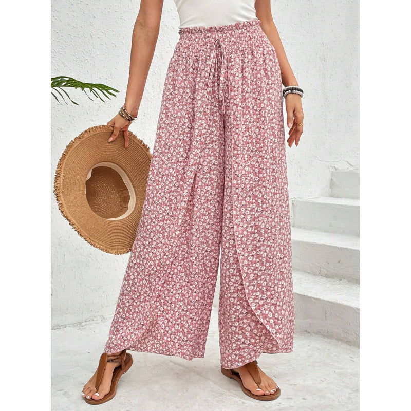 Damen weite Palazzo-Hose mit elastischem Bund und angesagtem Muster EB