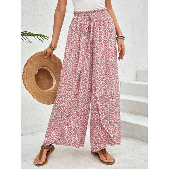 Damen weite Palazzo-Hose mit elastischem Bund und angesagtem Muster EB