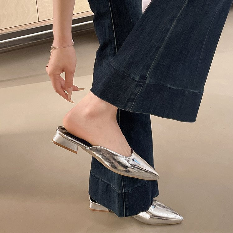 Damen Elegante Slingback-Pumps mit schimmerndem Obermaterial EB