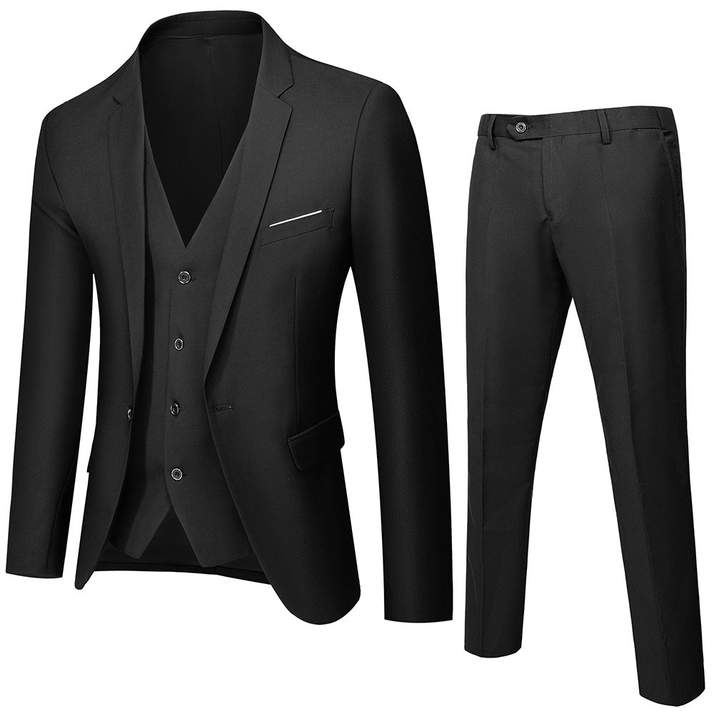 Herren nan dreiteiliges Business-Anzugset mit tailliertem Einreiher-Sakko, schmal geschnittener Weste und elegant geschnittener Anzughose EB