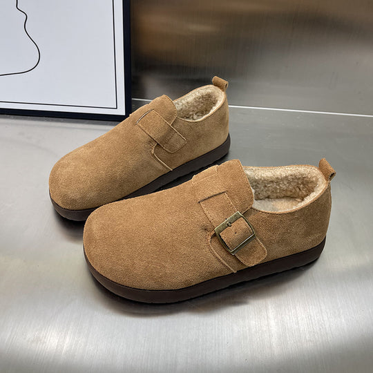 Damen Komfortable Clogs aus weichem Wildleder mit kuscheligem Innenfutter EB