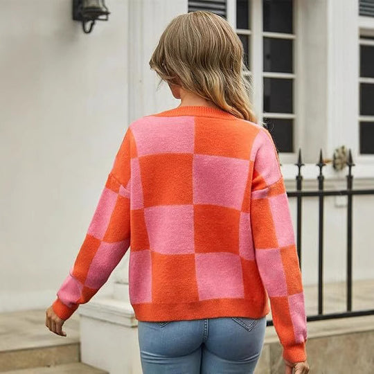 Damen Cardigan mit modischem Karomuster EB