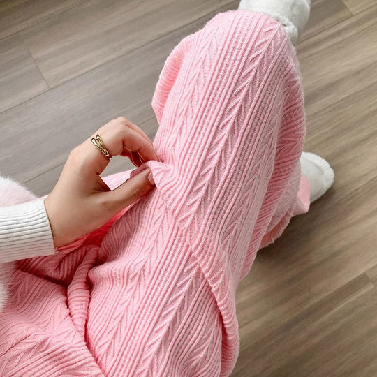 Damen Weiche Strickhose mit Zopfmuster EB