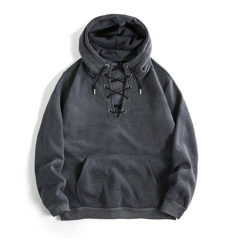 Damen Kapuzenpullover mit raffiniertem Schnürdesign und praktischer Kängurutasche EB