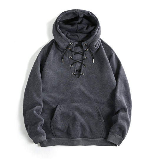 Damen Kapuzenpullover mit raffiniertem Schnürdesign und praktischer Kängurutasche EB