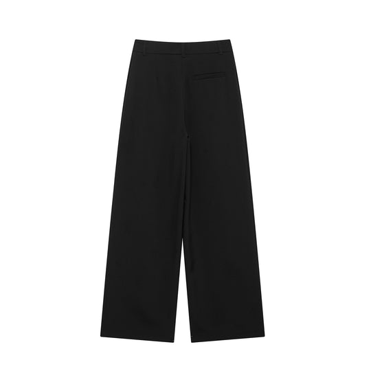 Damen weit geschnittene High-Waist-Stoffhose EB