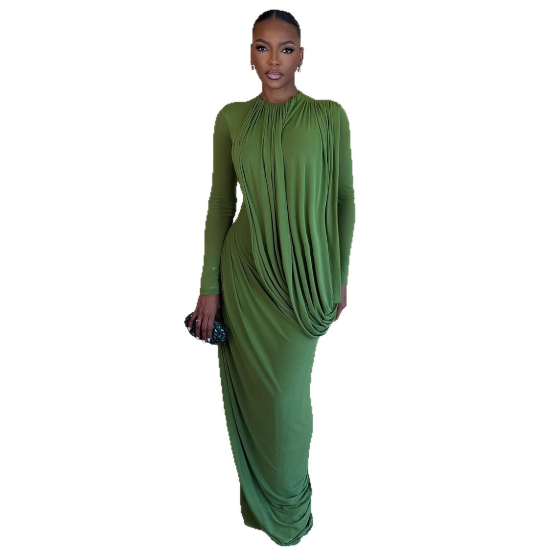 Damen Maxikleid mit innovativem Drapé und figurbetontem Schnitt EB