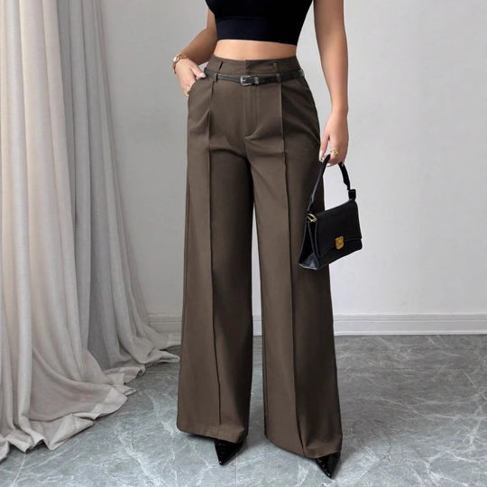 Damen elegante weite Hose mit Bindegürtel EB