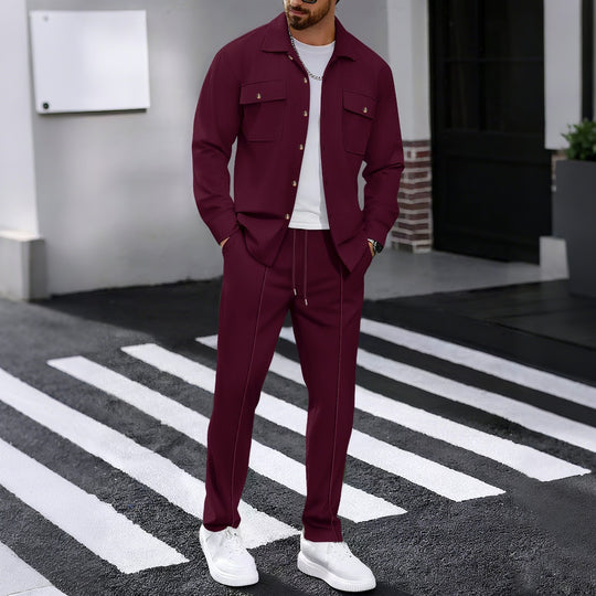 Herren modisches Freizeitanzug mit strukturierter Jacke und bequemer Hose EB