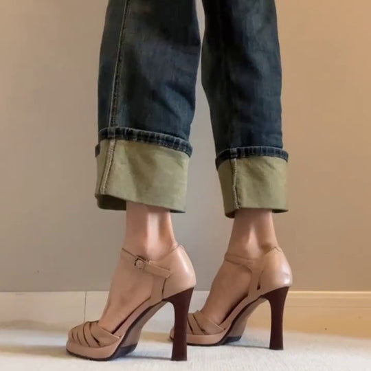 Damen Elegante Sandalen mit modischem Riemendesign und hohem Absatz EB