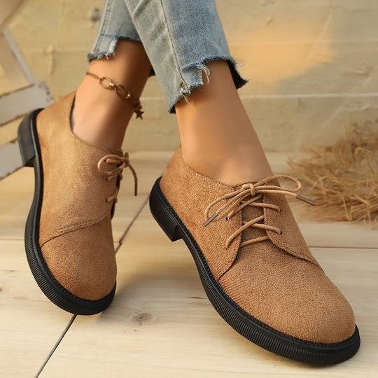 Damen bequeme Schnürschuhe mit trendy Wildleder-Optik EB
