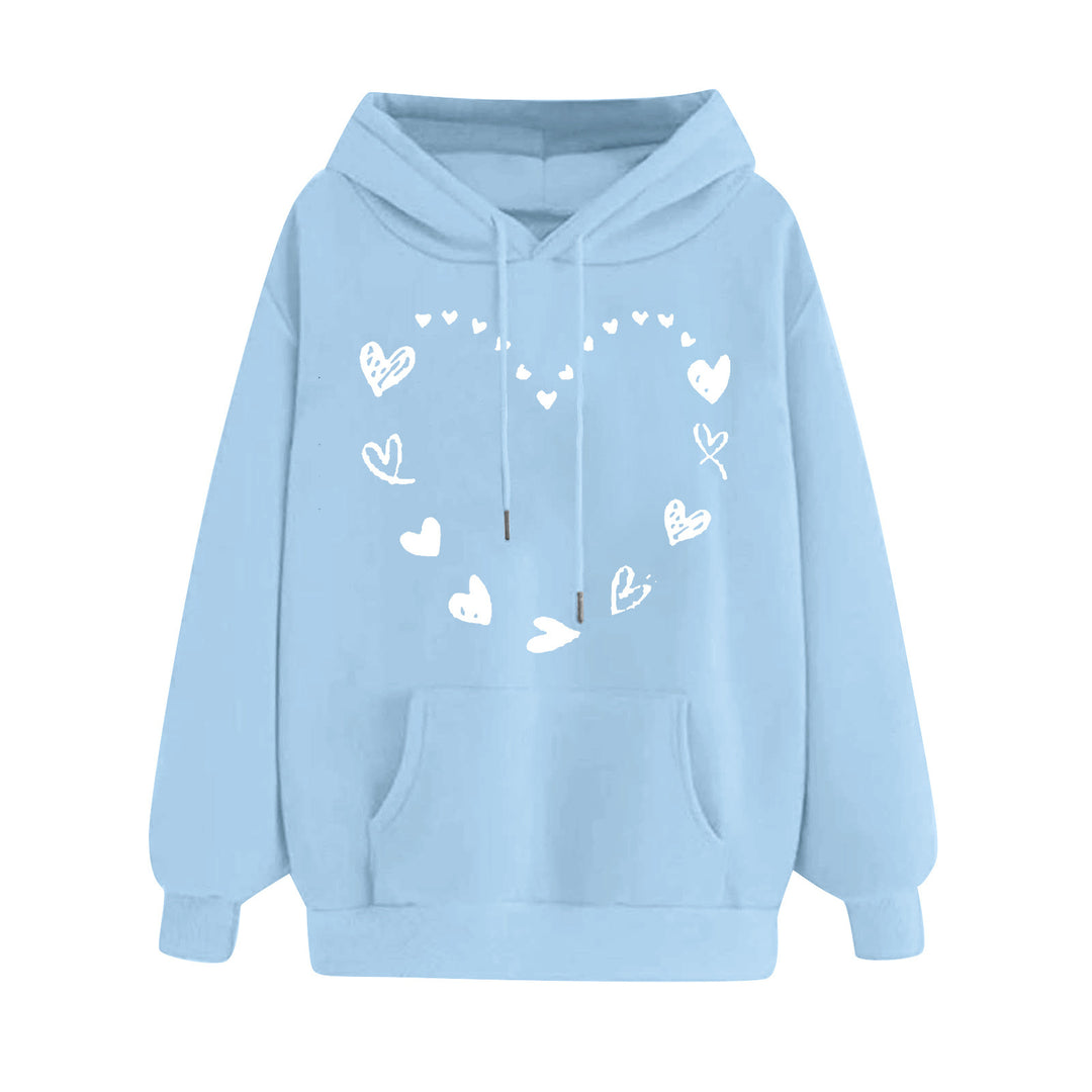 Damen Kapuzensweater mit verspieltem Herzmotiv und bequemer Kängurutasche EB