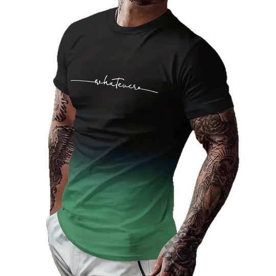 Herren T-Shirt mit modernem Farbverlauf und Palmenstickerei EB