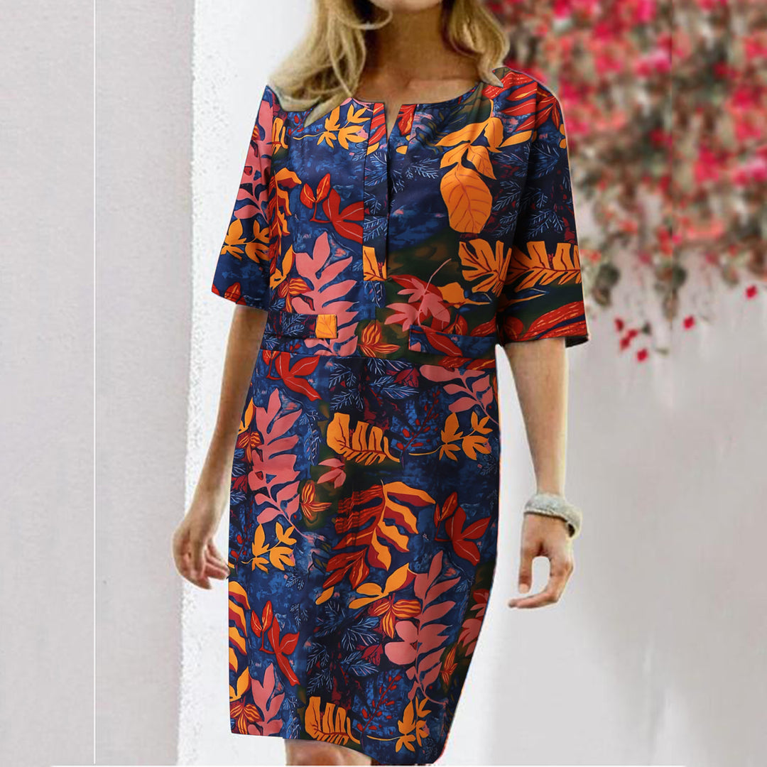 Damen Tropischer Druck Shiftkleid EB
