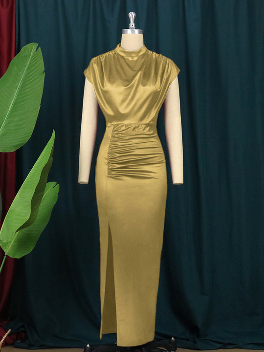 Damen Elegantes figurschmeichelndes Maxikleid mit seitlichem Schlitz EB