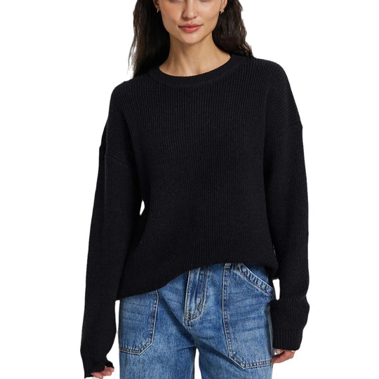 Damen Großer, weicher Strickpullover mit überschnittenen Schultern EB