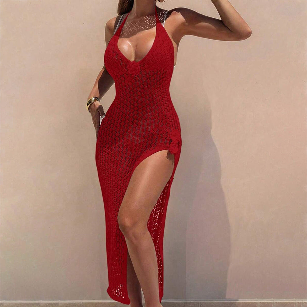 Damen Häkel-Streifen Strandkleid EB