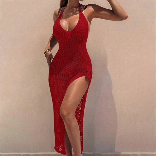 Damen Häkel-Streifen Strandkleid EB