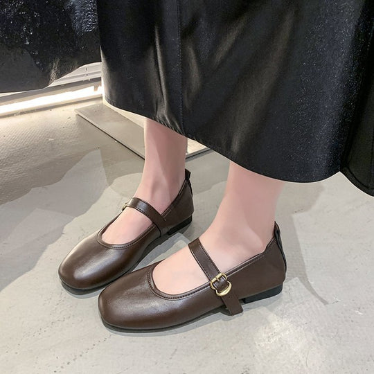 Damen komfortable Ballerinas mit verstellbarem Riemen und elegantem Schnallenakzent EB