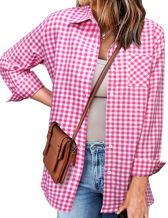 Damen Karo-Hemd mit lässigem Schnitt und Brusttasche EB