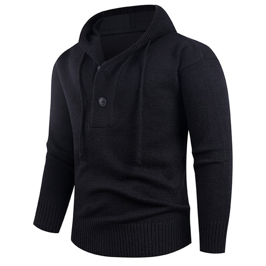 Herren modischer Kapuzenpullover mit Knopfdetail EB