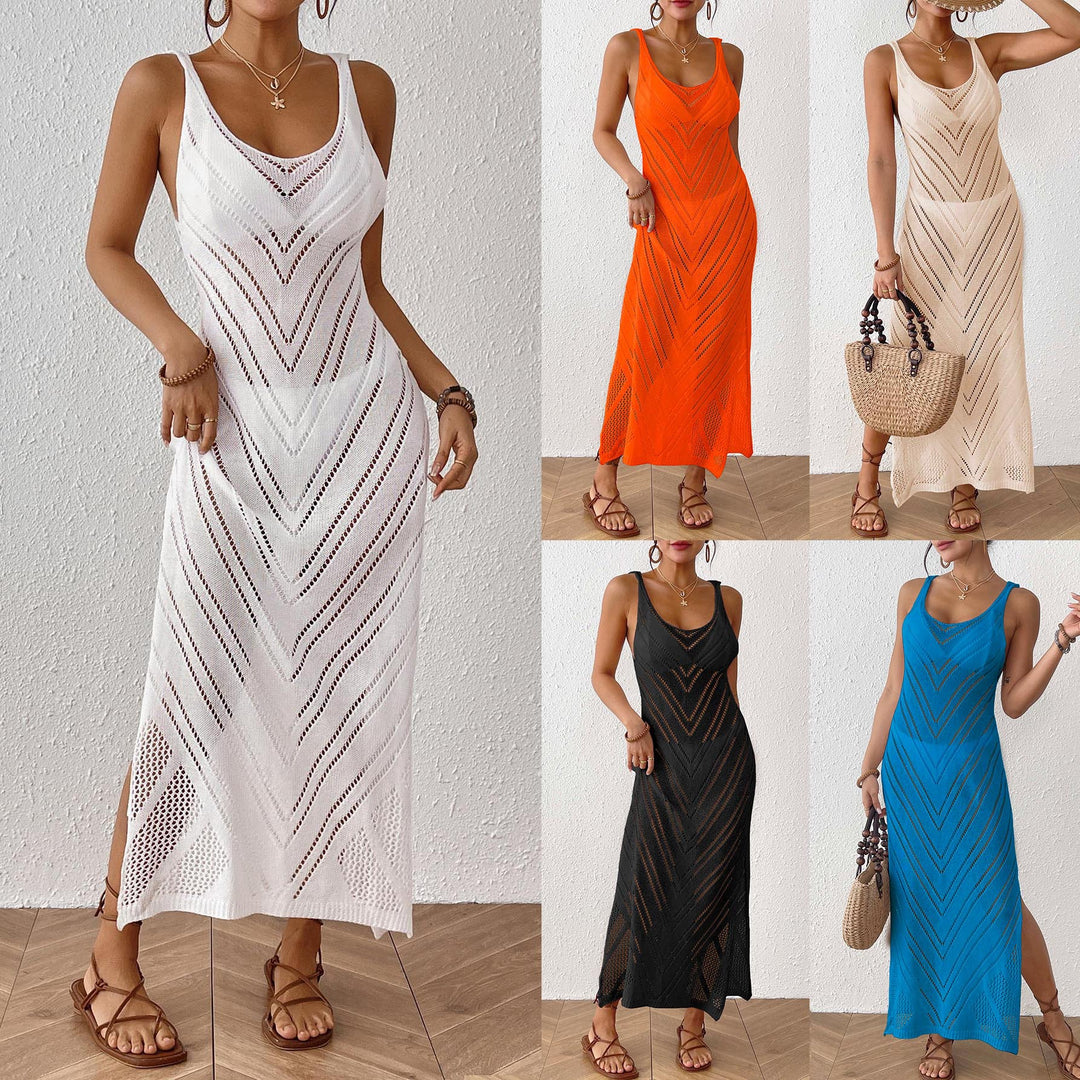 Damen luftiges Häkel-Midi-Kleid EB