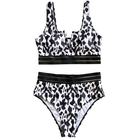 Damen Hochgeschnittener Bikini mit sportivem Design und eleganten Akzenten EB
