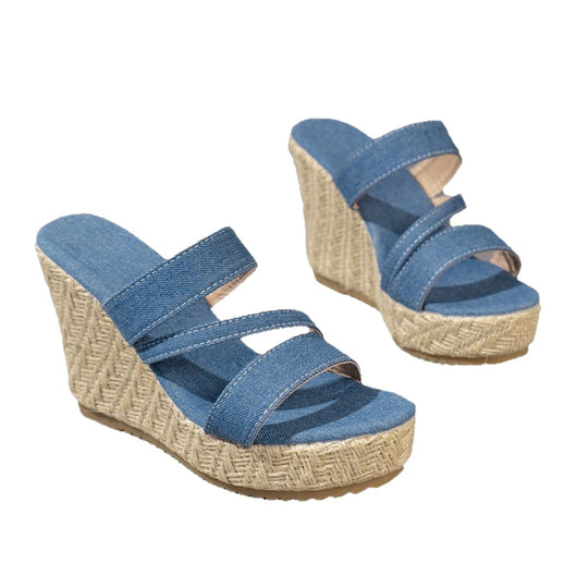 Damen Wedge-Sandalen mit geflochtenem Kork-Design EB