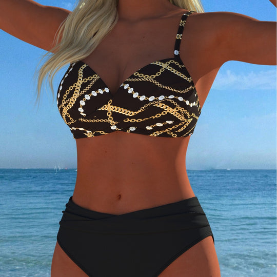 Damen Bikini-Set mit elegantem Kettenmotiv und komfortablem Schnitt EB