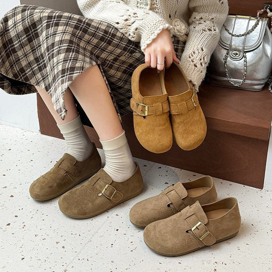 Damen Komfortable Slipper aus hochwertigem Wildleder EB