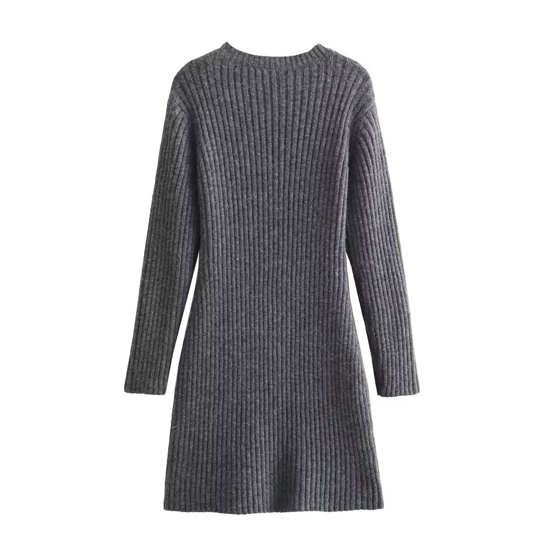 Damen Strickkleid mit modernem Rippendesign EB