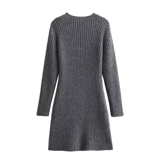 Damen Strickkleid mit modernem Rippendesign EB