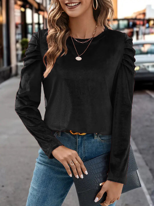 Damen Elegantes Langarmshirt mit Raffungen EB