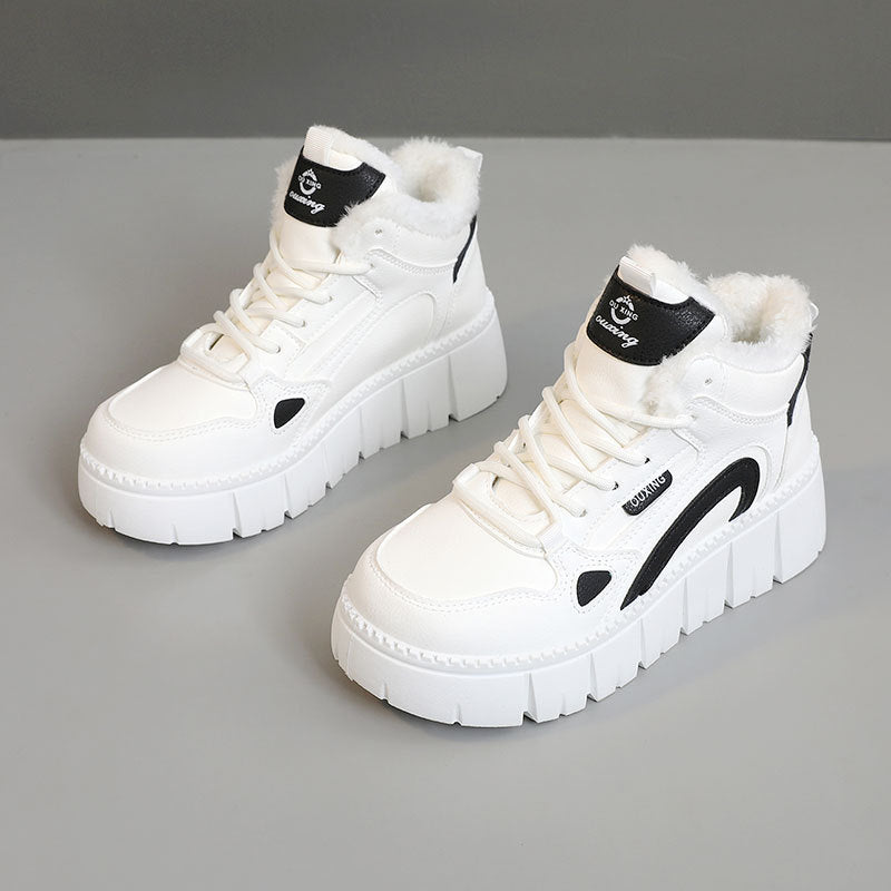 Damen warme High-Top Sneakers mit kuscheligem Innenfutter und rutschfester Sohle EB